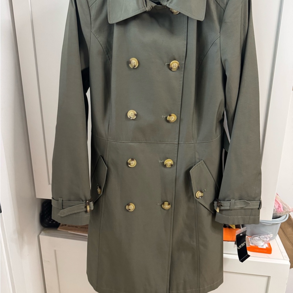 Ralph Lauren Khaki Double-Breasted Trench Coat Lauren